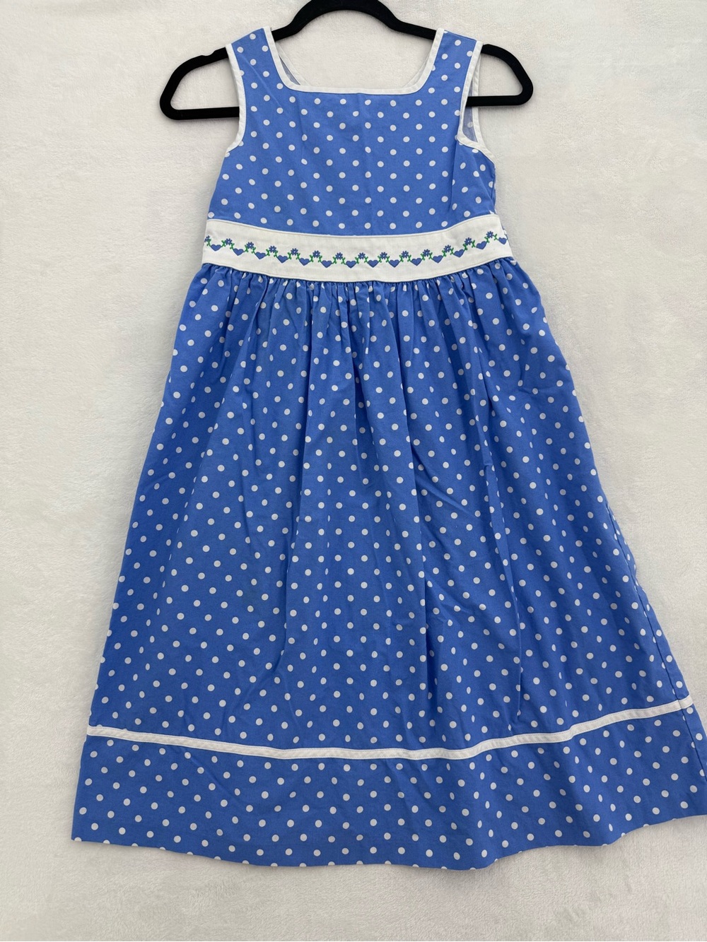 Vintage Rare Editions girls' blue and white polka dot maxi dress Size 10